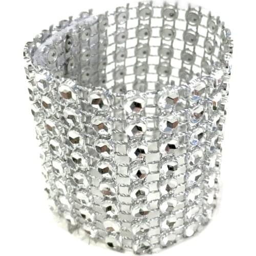 10pcs/Pack Gold/Silver 8 Rows Diamond Mesh Rhinestone Bow Covers Holders Wedding Napkin Rings DIY Decorations Table Decor Craft