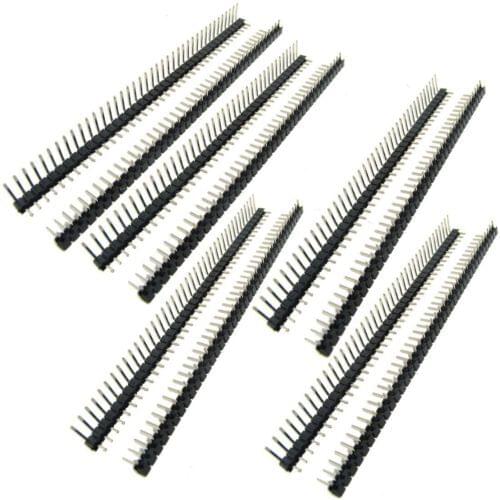 5pcs 1x40 Pin 2.54mm Right Angle Single Row Male Pin Header Connector