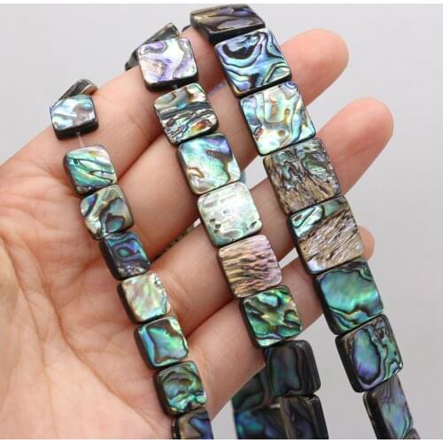 5PCS New Natural Fashion Abalone Shell Square Loose Bead for Jewelry Making Necklace DIY Bracelet Accessories 8 10 12 14 Mm 5PCS