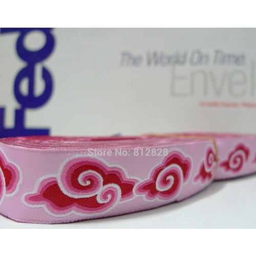 7/8'' 22mm Wide Cloud Pink Tone Woven Jacquard Ribbon For Dog Collar