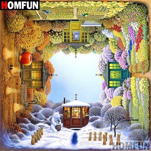 HOMFUN 5D DIY Diamond Painting Full Square/Round Drill "four seasons" 3D Embroidery Cross Stitch gift Home Decor A01972