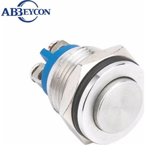Anti-vandal Flat Top 16mm High Round Head Screw Terminal Normally Open Metal Shell Car Vehical Waterproof Push Button Switch