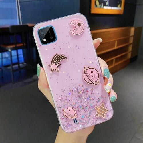 Phone case Realme C20 Glitter Star Space TPU Transparent Soft Cover Realme C20 Casing