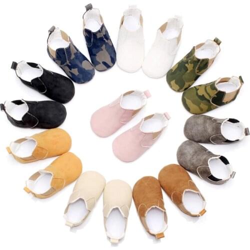 Baby Elastic PU Leather Boots Boy Girl Shoes Infant Step Shoes Baby First Walkers Soft Soled Shoes