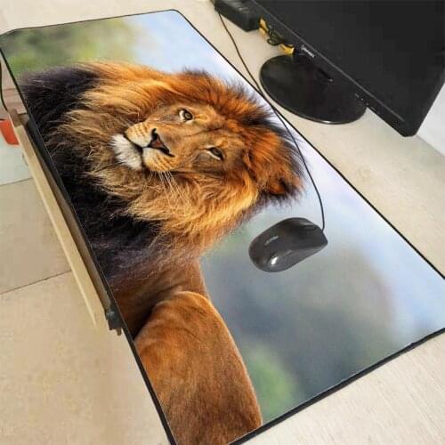Mairuige 90X40CM Lion animal Extra Large Mouse Pad Gaming Mousepad Anti-slip Natural Rubber Gaming Mouse Mat with Locking Edge