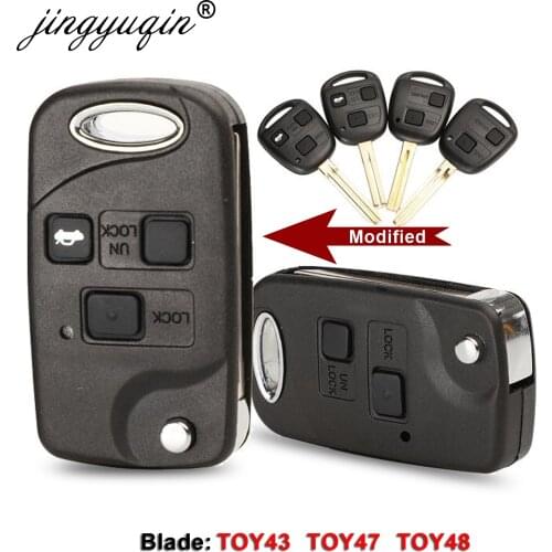 Remote Car Key Shell Case 2/3 BTN For Toyota Yaris Prado Tarago Camry Corolla TOY43 / TOY47 / TOY48 Blade +Rubber Button Pad