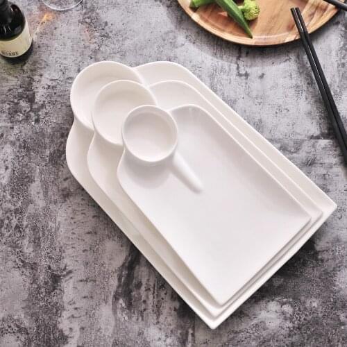 Pure White Ceramic Plate Japanese Style Cold Dish Tableware Ceramic Dumpling Plate