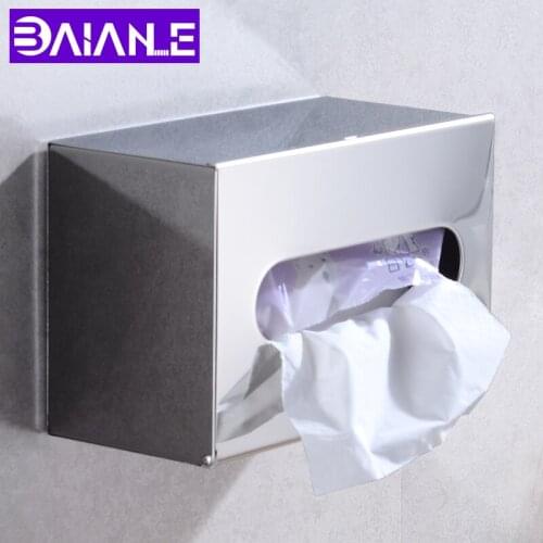 Bathroom Toilet Paper Holder with Shelf Cover Chrome Stainless Steel WC Roll Paper Tissue Box Wall Mounted Paper Towel Holder