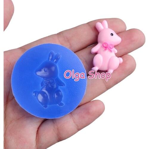 DYL691 33.3mm x 18.2mm Rabbit Silicone Mold Fondant Cake Decoration Candy Resin Clay Earrings Necklace Craft Soap Candle
