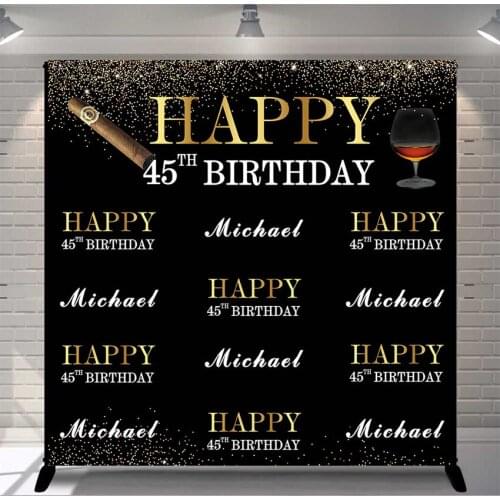 Man Birthday Party Banner Backdrop Sparkly Gold Glitter Background Custom Birthday Decorations Photocall Photoshoot