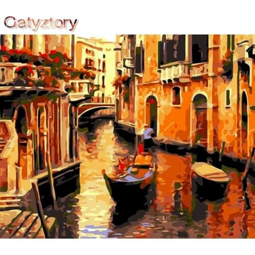 GATYZTORY DIY Painting by numbers nature Red Venice paint by numbers for adults photo frames for picture acrylic paint 40x50cm