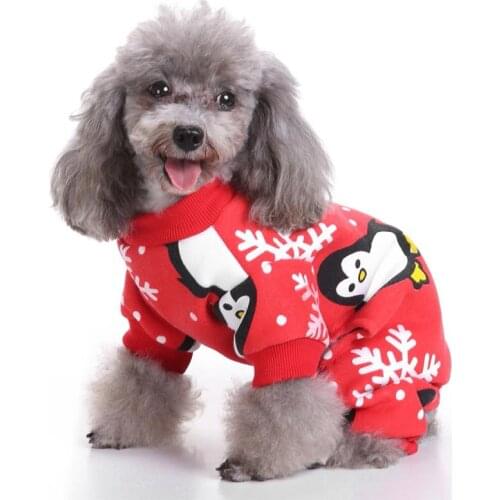 1 Piece New Fashion Dog Clothes Creative Snowflake Penguin Printed Cotton Dog Costume Puppy Warm Hoodies Pet Dogs Accessories