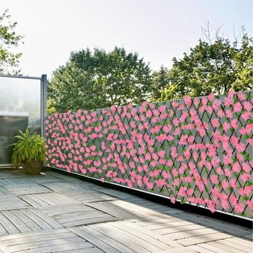 Artifical Fence Panel Leaf Grass Wall Telescopic Garden Fences Decoration Wooden Retractable Artifical Flower Fencing Privacy