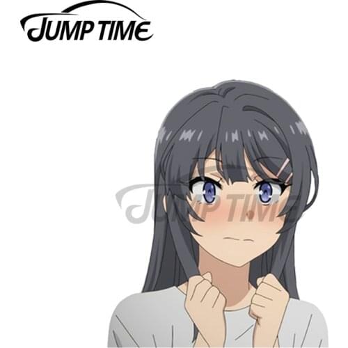 JumpTime 13 x 4.3cm For Mai Sakurajima Bunny Girl Peeker Big Head Anime Car Assessoires Stickers VAN Trunk Decal Vinyl Car Wrap