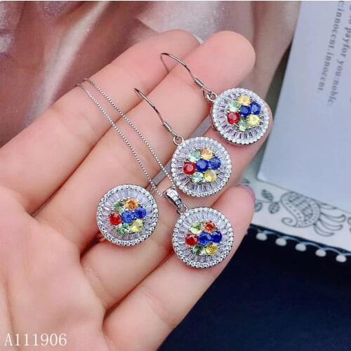 KJJEAXCMY boutique jewelry 925 sterling silver inlaid natural color sapphire female ring pendant necklace earrings support revie