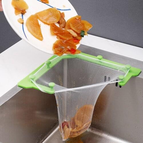 Kitchen Accessories Sink Filter Bag Kitchen Gadget Triangle Drainage Rack with 50pcs Disposable Soup Separation Filter Mesh Bag
