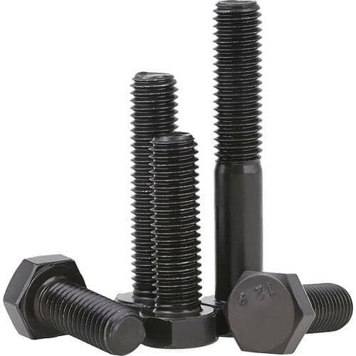 M6 M8 DIN933 Black Outside Hex Head Screws External Hexagon Head Cap Screws Bolts High Tensile Grade 12.9 Alloy Steel