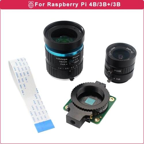 Raspberry Pi 4 HQ Camera Module Night Vision 12.3 Megapixel Sony IMX477 Sensor 6mm CS 16mm C-mount Lens for Raspberry Pi 4/3B
