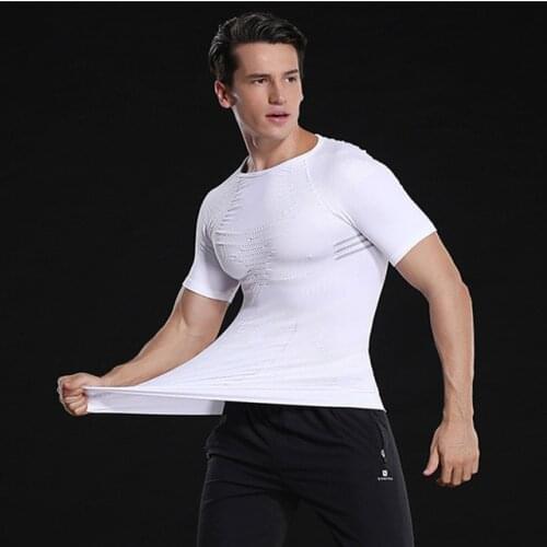 Mens Body Shaper Tummy Shaper Slimming T-shirt Slim Lift Corset Waist Muscle Girdle Shirt Fat Burn Posture Correct Underwears