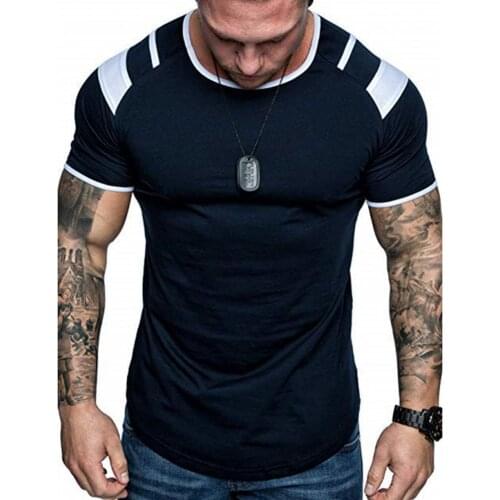 2021 New Men Solid Color Slim Undershirt Short Sleeve Summer T-shirt Shirt for Party