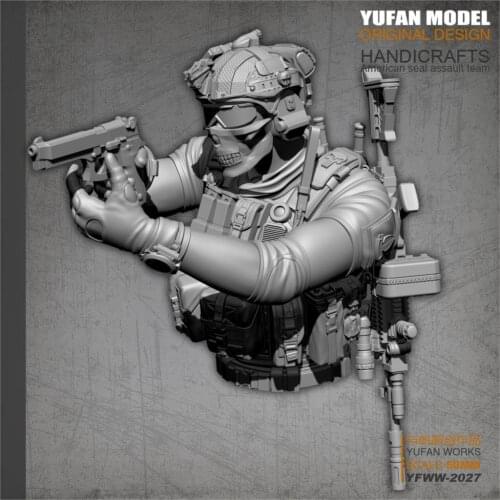 YUFan Model Resin Kits Bust US Navy SEAL Resin Soldier Self-assembled YFWW-2027