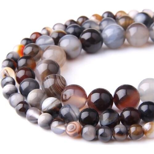 Natural Stone Coffee Stripe Agates Round Loose Beads 4 6 8 10 12mm Pick Size For Jewelry Making DIY Bracelet Necklace Supplies