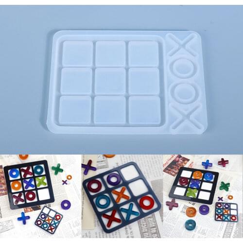 NOT AS LONG Tic-Tac-Toe Ox Chess Game Epoxy Resin Mold Mirror Silicone Mold DIY Jewelry Small Pendant Mirror Mold Handmade