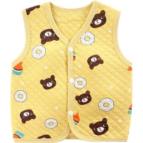New Childrens Cotton Vest Autumn And Winter Boys And Girls Cartoons Fashion Top Baby Warm Coat WT118
