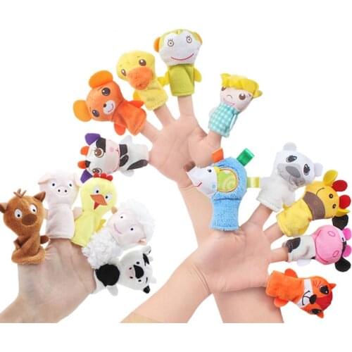 New Finger Puppets Baby Cute Mini Animals Educational Hand Cartoon Soft Doll Theater Plush Toys for Children Christmas Gifts