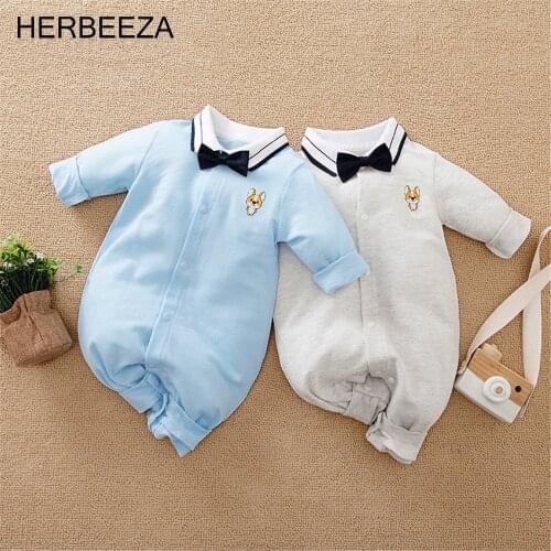 Prowow Gentleman Baby Boys Clothes Bowtie Baby Sleepwears For Newborns Cotton Males Baby Costumes Cartoon Childrens Overalls