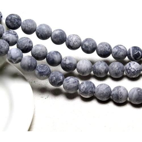 Wholesale 4/6/ 8/10 mm Natural Dull Polish Map Loose Round Stone Beads For Jewelry Making DIY Bracelet Necklace Strand 15