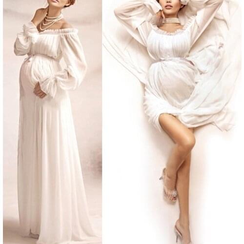 Maternity Dress Gowns For Photo Shoot Portrait Photography Long Sleeve Pregnant Women Dress Pregnancy Dresses Photography Props