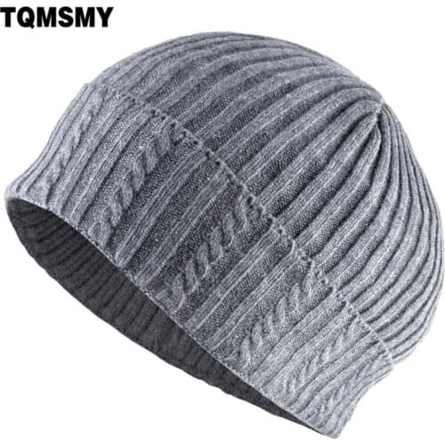 Casual winter hats for men Knitted wool Beanies keep Warm bonnet Solid color hat Women Double layer velvet Hip hop caps gorros