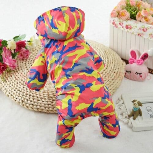 S/M/L/XL Pet Dog Clothes Puppy Camouflage Raincoat Hoodie Hooded Rain Coat Small Dogs Pet Jacket 50PCS