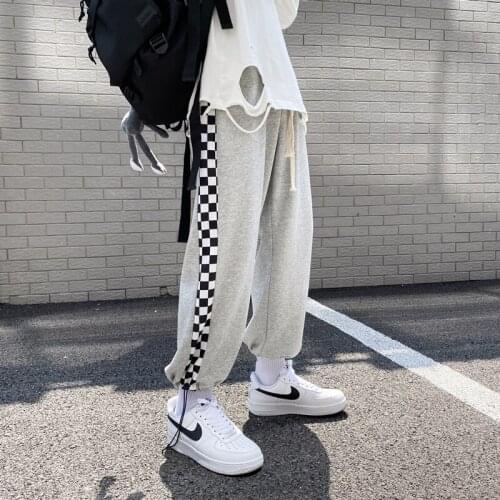 Black and White Plaid Printed Harem Pants for Mens 2021 Fashion Trends Joggers Clothes Teens Legging Trousers Hip Hop Streetwear