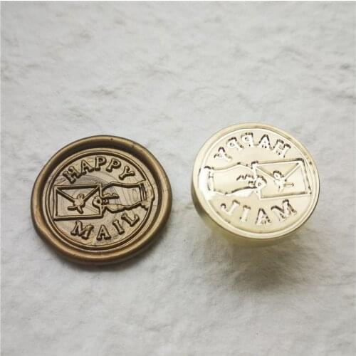 Stamp head of Happy mail Retro Wood Stamp Sealing Wax Seal Stamp Wedding Decorative sealing Stamp wax seals