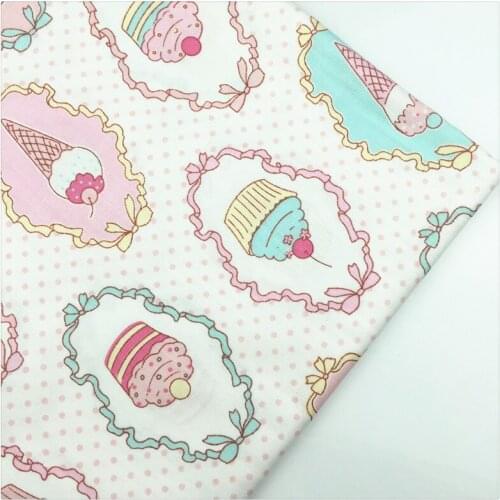 Syunss,Coloring Ice Cream Print 100% Cotton Fabric DIY Tissu Patchwork Telas Sewing Baby Toy Bedding Quilting Cloth Craft Tecido