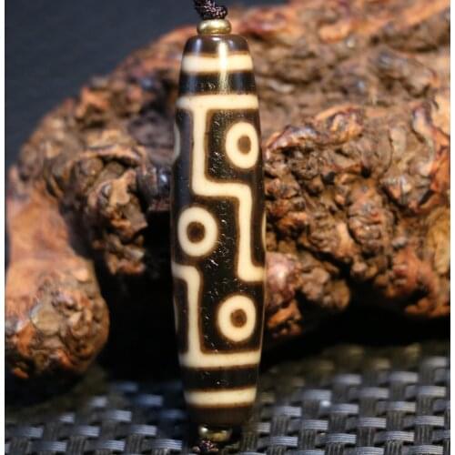 Treasure Magic Tibetan Old Agate Oily Ivory Color 9 Eye Kingdom totem dZi Bead Amulet 2A+ Timestown UPD1209A