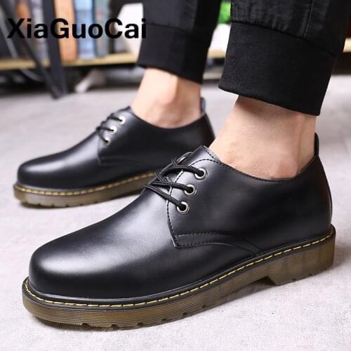 Men Genuine Leather Casual Shoes Spring Autumn Plus Size Male Tooling Flats Fashion Antiskid Retro Slip-On Derby Shoes Round Toe