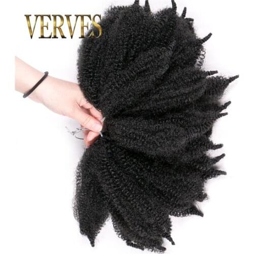 VERVES Crochet Hair curly Extensions 8 inch,Synthetic ombre braiding hair Afro kinky bulk twist braids Brown Black bundles