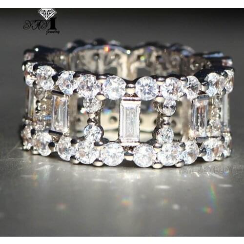 YaYI Jewelry Fashion Princess Cut 5.8 CT White Zircon Silver Color Engagement Rings wedding Rings Party Rings 659