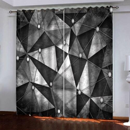 High quality custom 3d curtain fabric grey geometry curtains 3D Curtains for Living Room Bedding Room Hotel