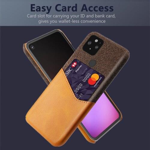 Febric Card Holder Cover For Google Pixel 5 5A 4A 3A 4 3 XL Cloth Texture PU Antiskid Case For Pixel4a 5G Pixel5 Pixel5a Funda