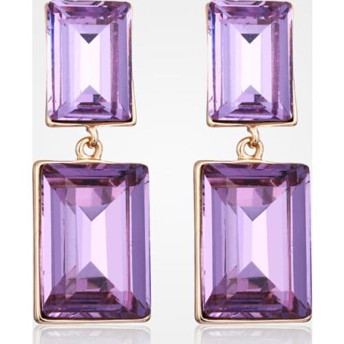 MAIKALE Classic Square Austria Crystal Big Drop Earrings for Women Blue Black Purple Glass Dangle Earring Wedding Party Jewelry