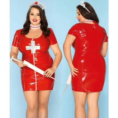 JSY Porn Womens Underwear Plus Size Sexy Nurse Costume Pajamas Uniform Cosplay Lingerie Set Hot Erotic Latex Dress Sex Suit