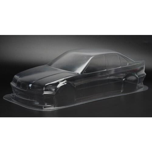 1/10 on road bmws clear body with decal/wing/tuned pipe/rear view mirror for 1/10 on road car wheelbase 190mm