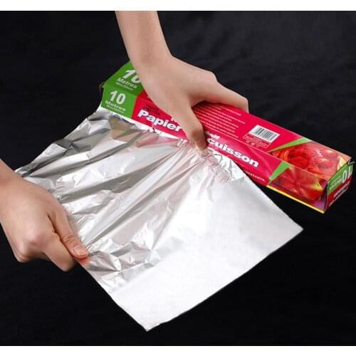 1Box 5/10m Baking Paper Anti-stick Double-sided Aluminium Foil Sawtooth Design Oven Oil Barbecue Pad for Kitchen Bakeware