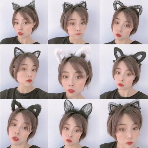 1PC Cat Ears Hair Hoop Lace Headwear Women Head Rim Lovely Headband Hair Jewelry