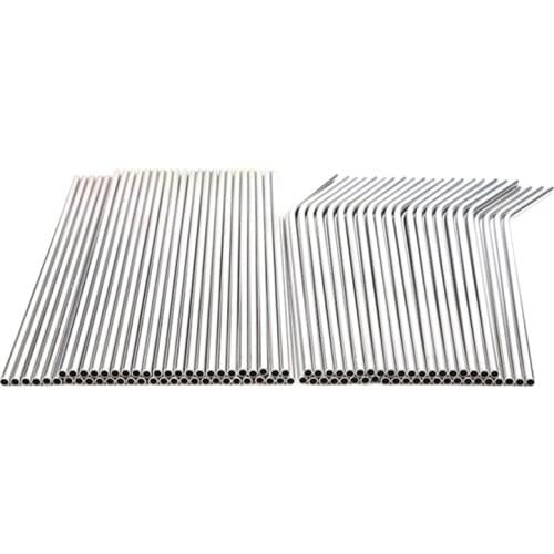 100pcs Metal Straws Can Be Reused 304 Stainless Steel Drinking Water Pipes 215 Mm x 6 Mm Curved Straws And 50 Straight Straws