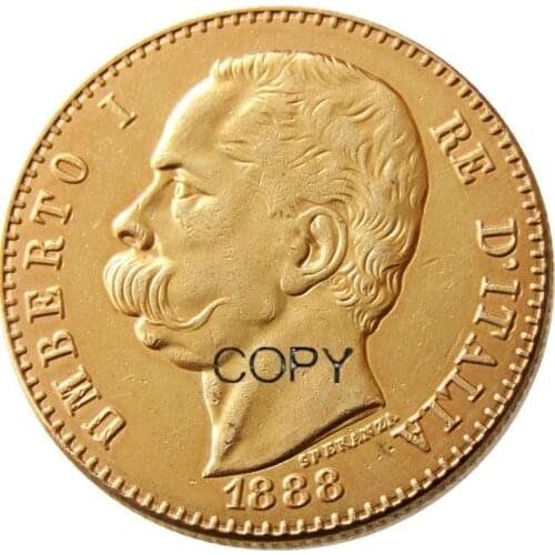 1884 1888 R Italy 50 Lire Gold Plated Copy Coin